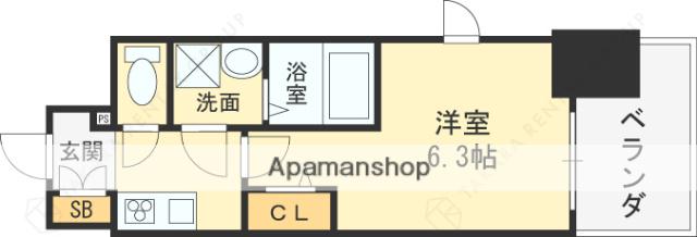 フォーリアライズ大阪ミッテ(1K/5階)の間取り写真