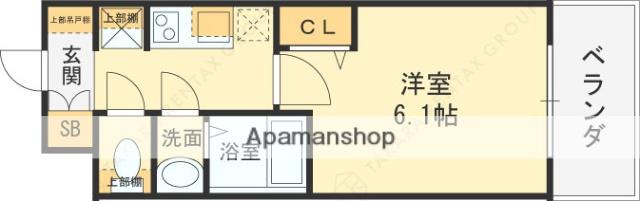 ファステート東大阪バレーナ(1K/6階)の間取り写真