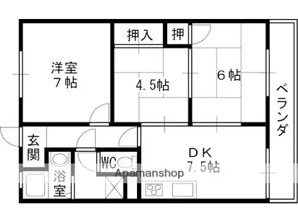 上甲東園マンション(3DK/4階)の間取り写真