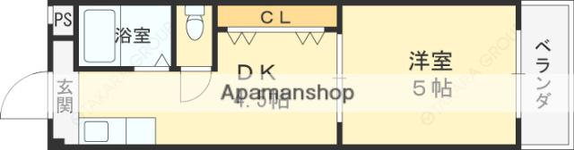 大宝若江岩田CTスクエア(1DK/1階)の間取り写真