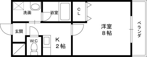 エイチ・ツー・オー新町Ⅱ(1K/5階)の間取り写真