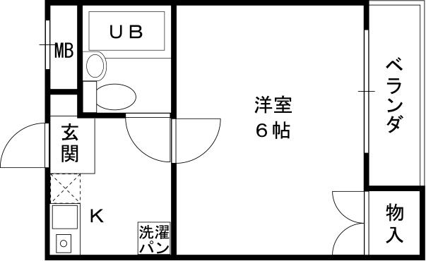 ラ・ヴィスタ弥生(1K/3階)の間取り写真