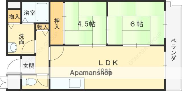 キャッスル水走(2LDK/6階)の間取り写真