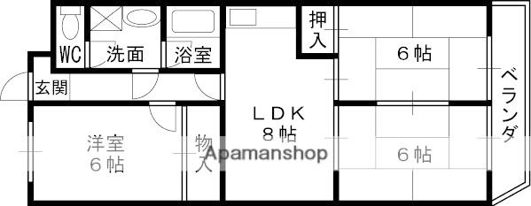 シャト-稲野(3DK/1階)の間取り写真