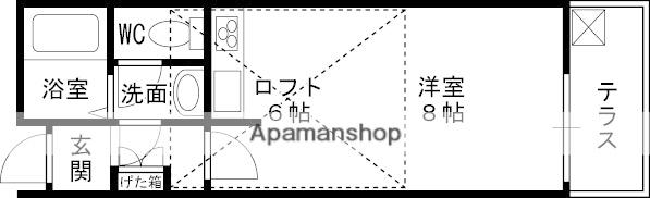 オーキッドスクエア(ワンルーム/1階)の間取り写真