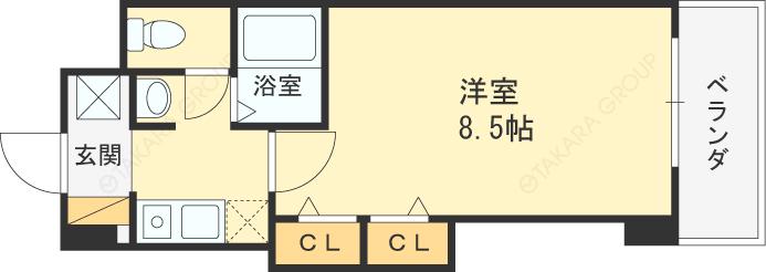 MPLAZA高井田(1K/9階)の間取り写真