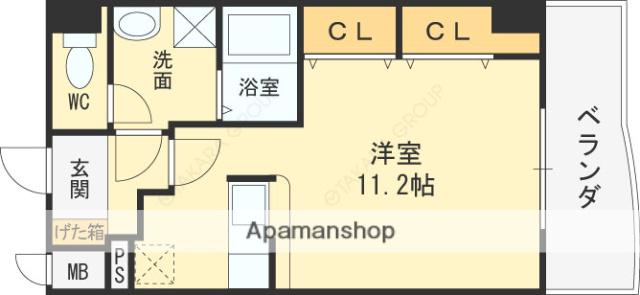 ディオーネ・ジ・エータ長堂(ワンルーム/5階)の間取り写真