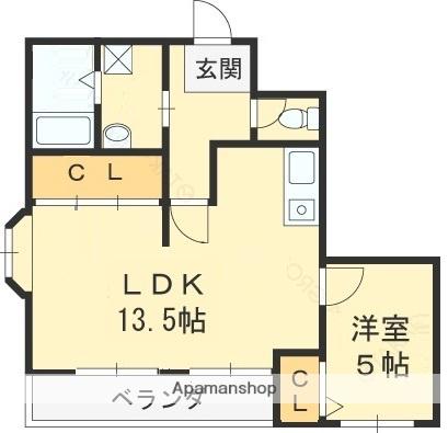 ヤマニシビル(1LDK/7階)の間取り写真