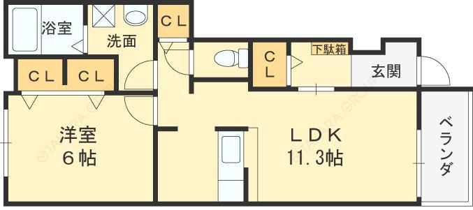 パークサイド ステージ(1LDK/1階)の間取り写真