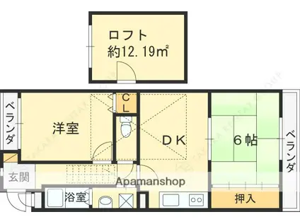 甲子園ハイツ(2DK/2階)の間取り写真