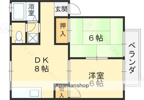 カナロア(2DK/1階)の間取り写真