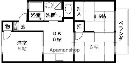 サンロイヤル(3DK/1階)の間取り写真