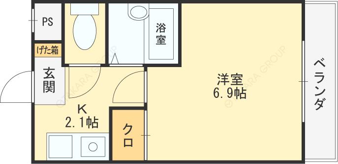 リーベハイツ青山(1K/1階)の間取り写真