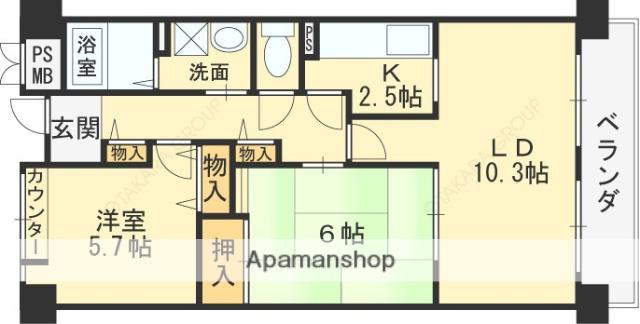 アレフ長吉(2LDK/6階)の間取り写真