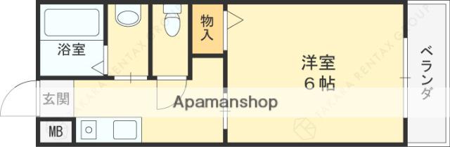 エアリーⅠ(1K/1階)の間取り写真