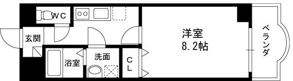 ルミエール八尾Ⅱ(1K/3階)の間取り写真