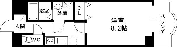 ルミエール八尾Ⅱ(1K/6階)の間取り写真