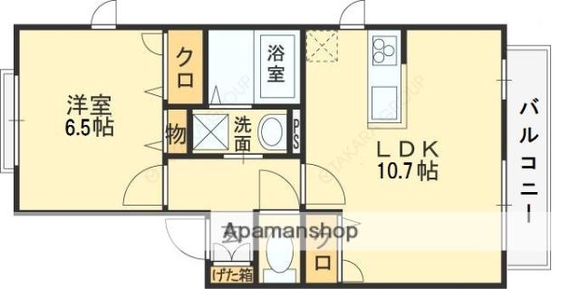 シャーメゾンはぴねす(1LDK/2階)の間取り写真