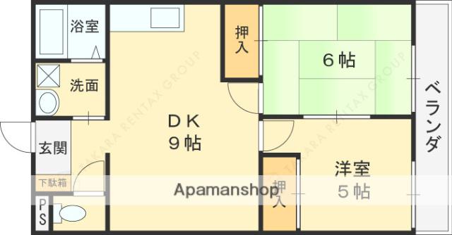 サンロゼ山本(2DK/3階)の間取り写真