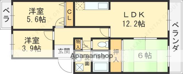 ヴィラ赤とんぼ(3LDK/4階)の間取り写真