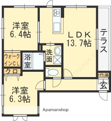 シャーメゾン東本町(2LDK/1階)の間取り写真