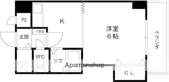 レジデンス川原(1K/7階)の間取り写真