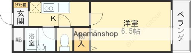 ハイツせせらぎ八尾(1K/2階)の間取り写真