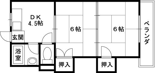 門野ビル(2DK/3階)の間取り写真