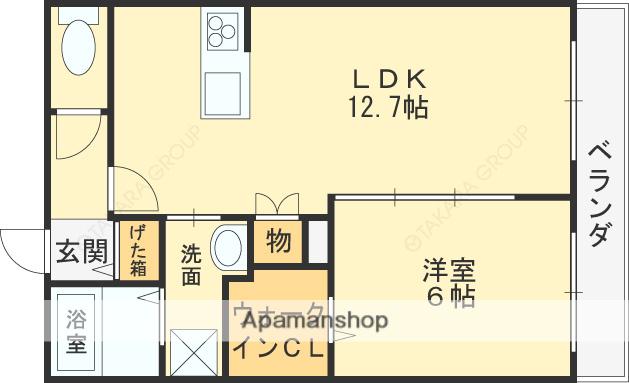 ELEGANTSTAGE山本(1LDK/1階)の間取り写真