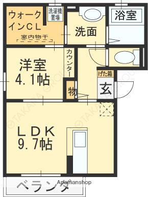 アゼリア宮町(1LDK/3階)の間取り写真