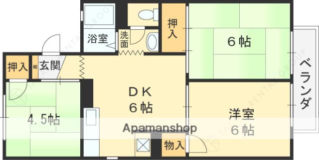 テルージュⅠ・Ⅱ(3DK/2階)の間取り写真