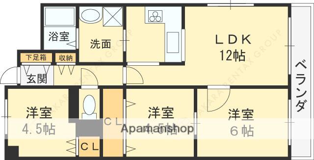 ファミールハイツ八尾B(3LDK/5階)の間取り写真