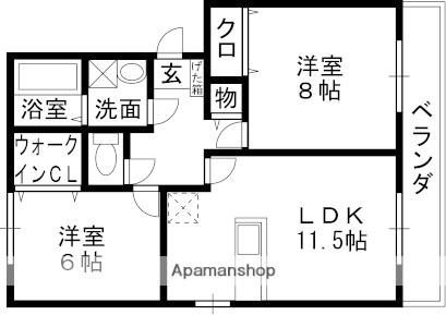 クレール萱振C(2LDK/2階)の間取り写真