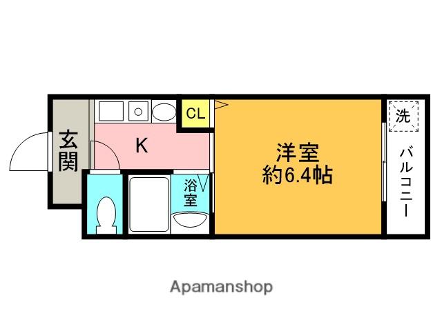 第6カシノハイツ(1K/4階)の間取り写真