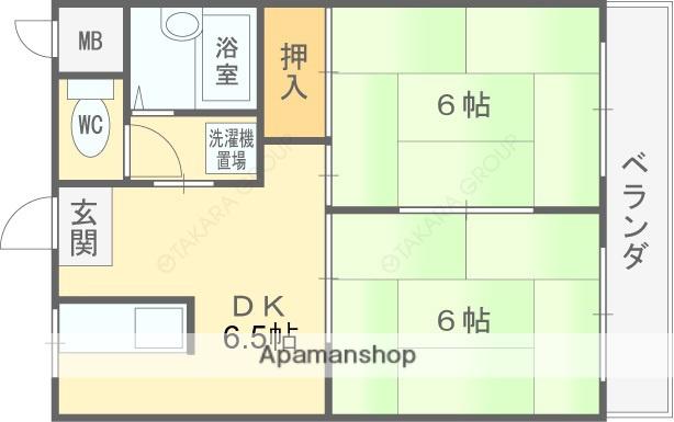 リベラルパレス平野(2DK/2階)の間取り写真
