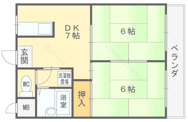 リベラルパレス平野(2DK/6階)の間取り写真
