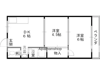 メゾンナカムラ(2DK/4階)の間取り写真