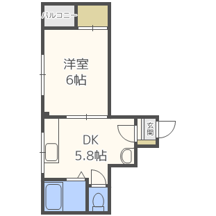 サンライフ菅原(1DK/4階)の間取り写真