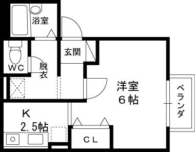 ラフィーネ・吉井(1K/1階)の間取り写真