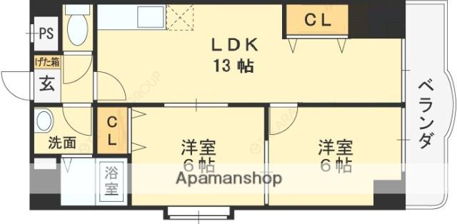 北本町プラザⅠ(2LDK/3階)の間取り写真