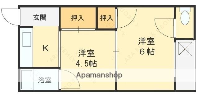 明美マンション(2K/2階)の間取り写真