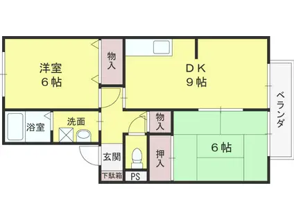 シャルマンコートA棟(2DK/2階)の間取り写真