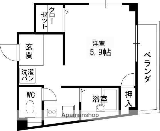 夙川ハイツAIOI(ワンルーム/2階)の間取り写真