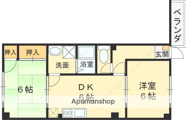 エルハ壱番館(2DK/4階)の間取り写真