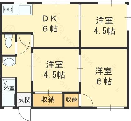 畑間ハイツ(3DK/2階)の間取り写真