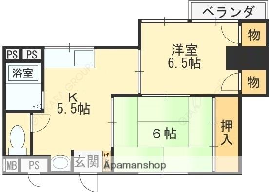 シティー八尾(2K/2階)の間取り写真