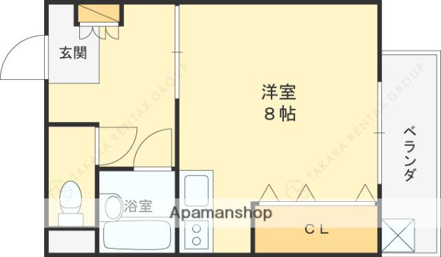 ハイネス門戸(ワンルーム/2階)の間取り写真