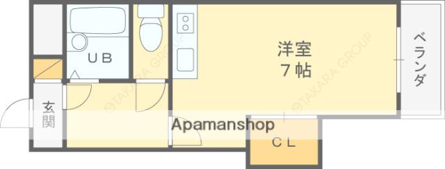 ハイネス門戸(1K/2階)の間取り写真