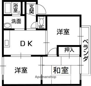 エバーグリーンハイツ(3DK/2階)の間取り写真