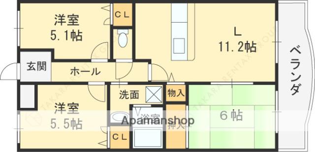 カーザDIポルタ(3LDK/4階)の間取り写真